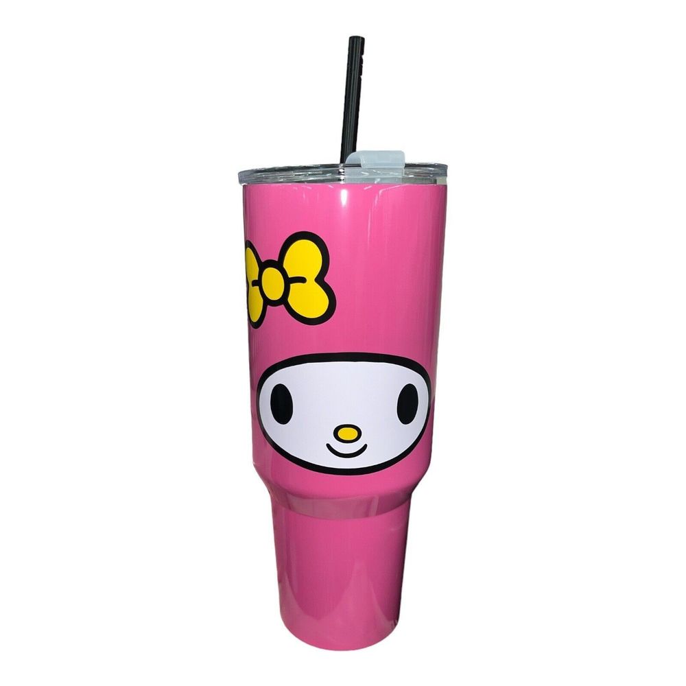 My Melody HELLO KITTY Sanrio Stainless Steel Travel Cup Tumbler 40 oz Straw Lid